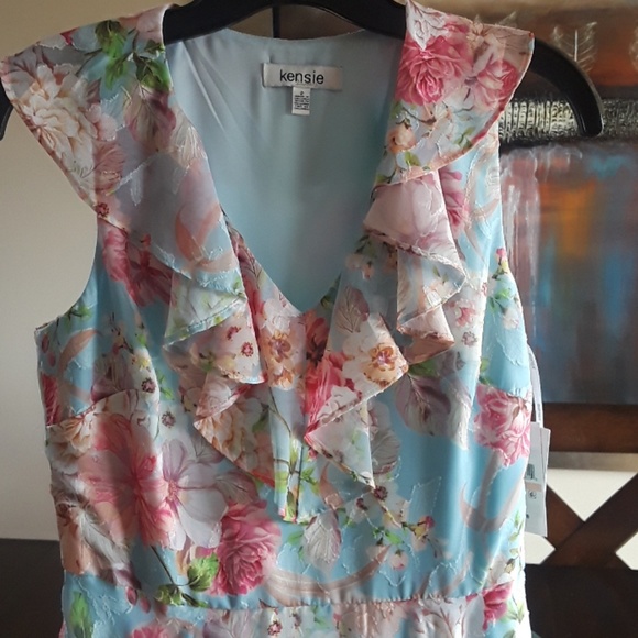 Kensie Ruffle Asymmetrical Floral Dress - Picture 5 of 5